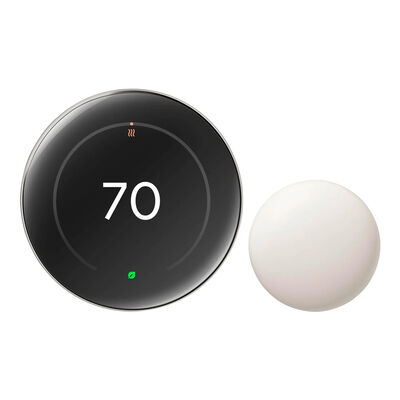 Google Nest Learning Thermostat (4th gen) with Nest Temperature Sensor (2nd  gen) Polished Silver